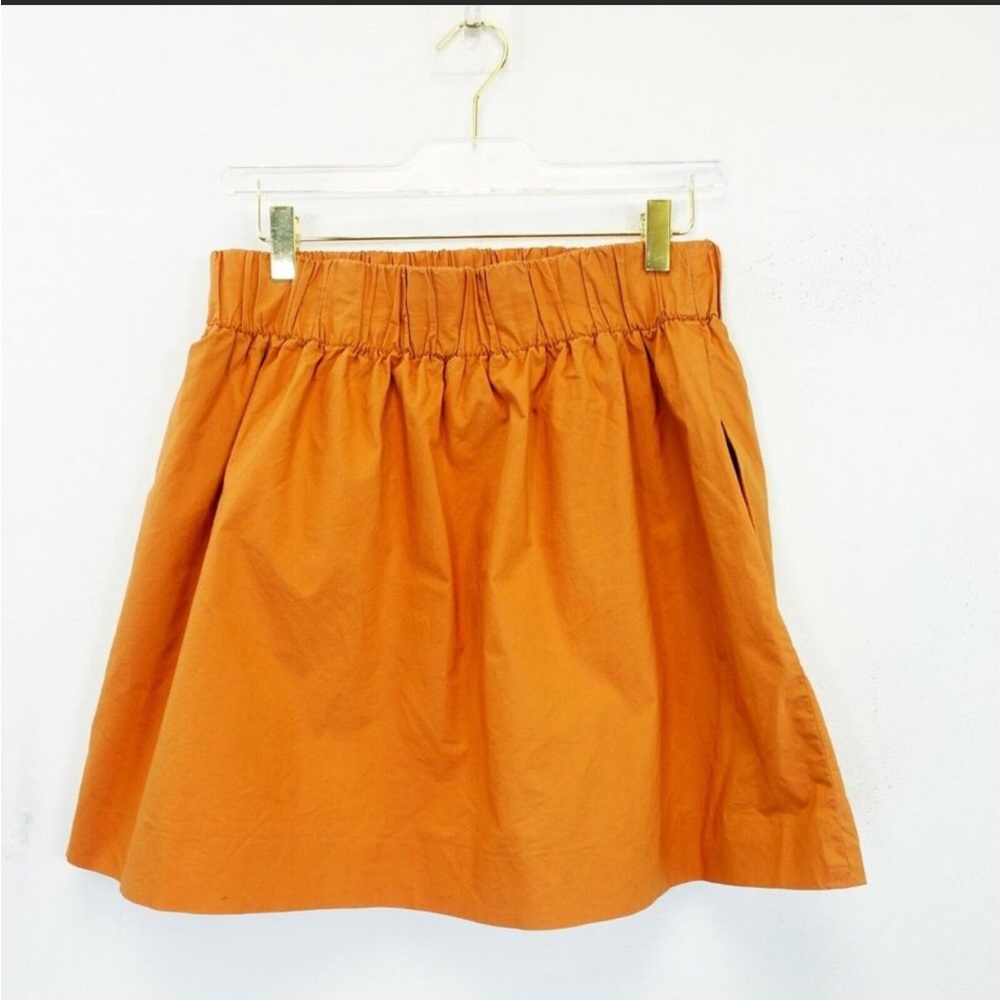 J CREW Skirt 0 XS Cotton Orange Paper Bag Mini  Pockets Elastic Waist Flowy Boho